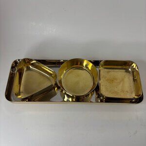 MCM Mid-century Modern Decorative Metal Footed Tray with Metal Tray Inserts